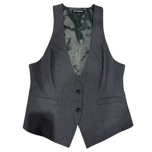 Express Design Studio Pinstripe Vest Grey Pink Office Siren Y2K Vintage 10